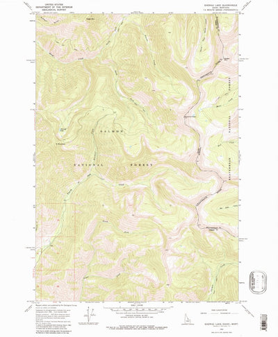 United States Geological Survey Shewag Lake, ID-MT (1966, 24000-Scale) digital map