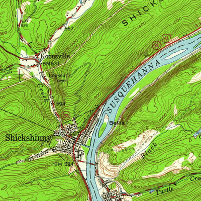 United States Geological Survey Shickshinny, PA (1955, 62500-Scale) digital map