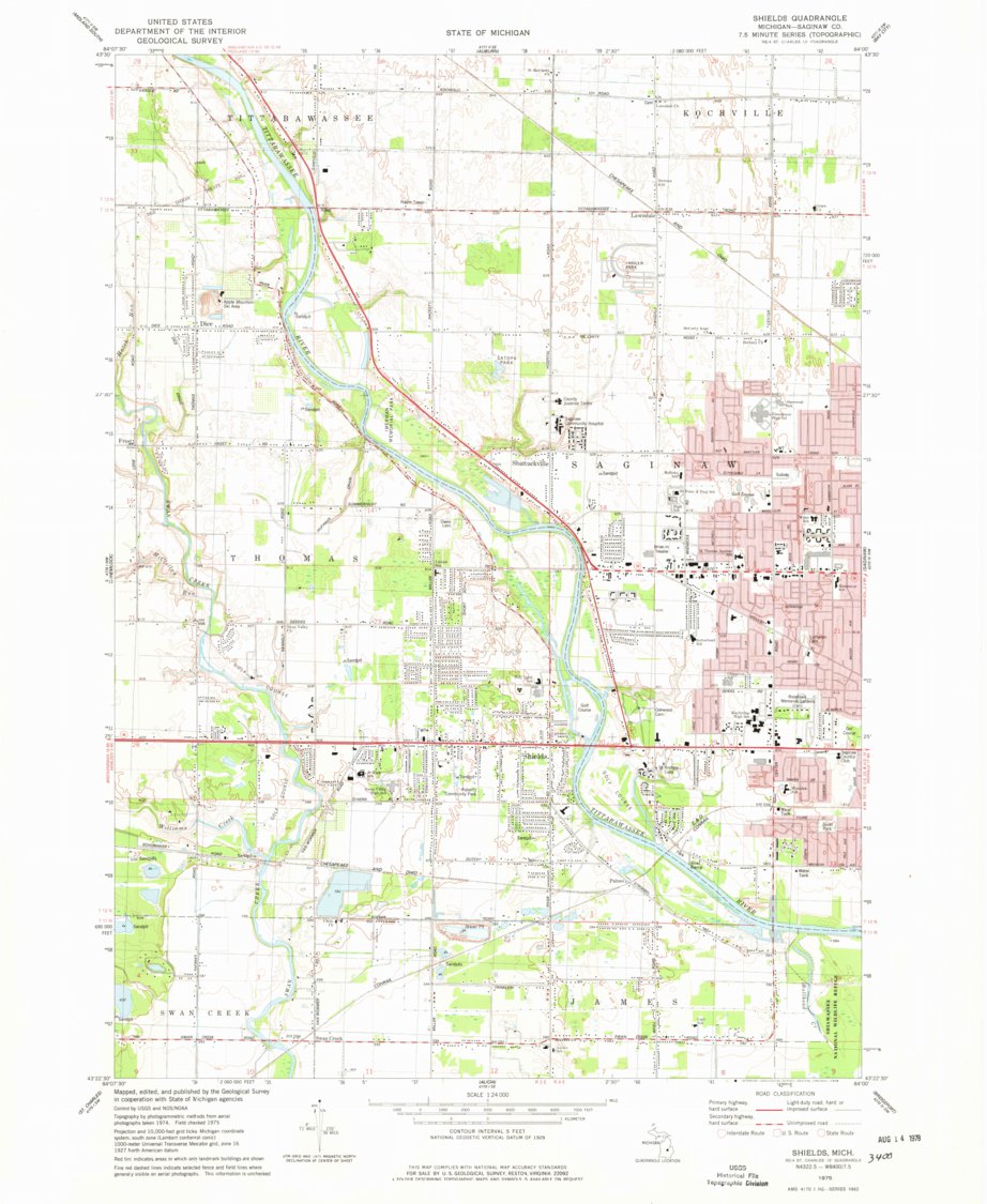 Shields, MI (1975, 24000-Scale) Map by United States Geological Survey ...