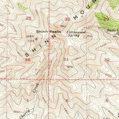 United States Geological Survey Shinn Mountain, CA (1954, 62500-Scale) digital map