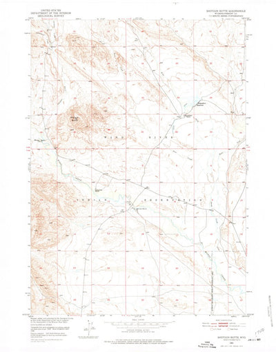 United States Geological Survey Shotgun Butte, WY (1950, 24000-Scale) digital map