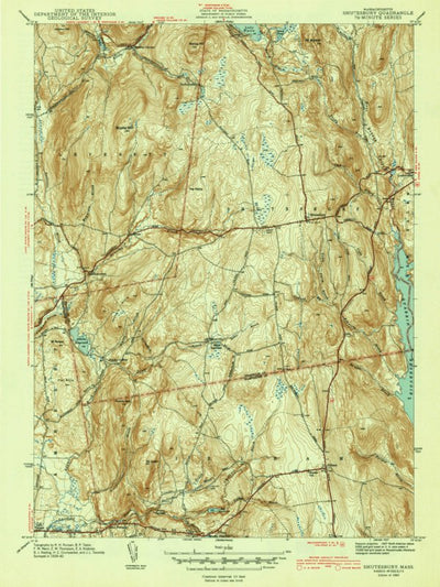 United States Geological Survey Shutesbury, MA (1943, 31680-Scale) digital map