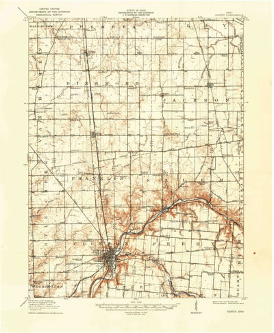 United States Geological Survey Sidney, OH (1913, 62500-Scale) digital map