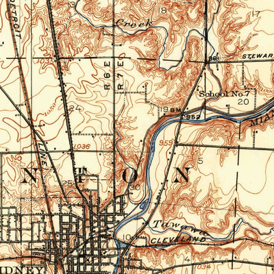 United States Geological Survey Sidney, OH (1913, 62500-Scale) digital map