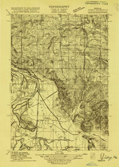 United States Geological Survey Sidney, OR (1915, 31680-Scale) digital map