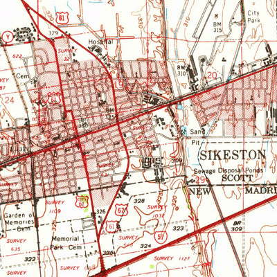 United States Geological Survey Sikeston, MO (1963, 62500-Scale) digital map