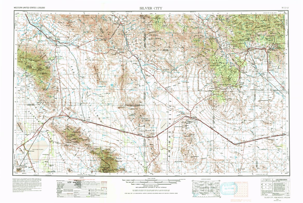 Silver City, NM-AZ (1954, 250000-Scale) Map by United States