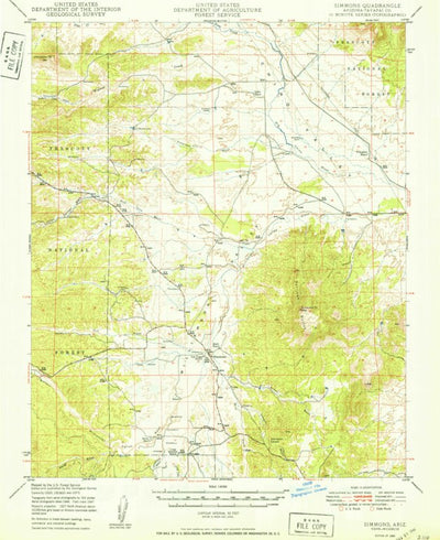 United States Geological Survey Simmins, AZ (1950, 62500-Scale) digital map
