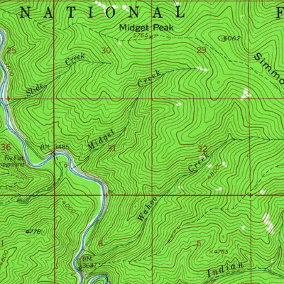United States Geological Survey Simmons Peak, ID-MT (1957, 62500-Scale) digital map