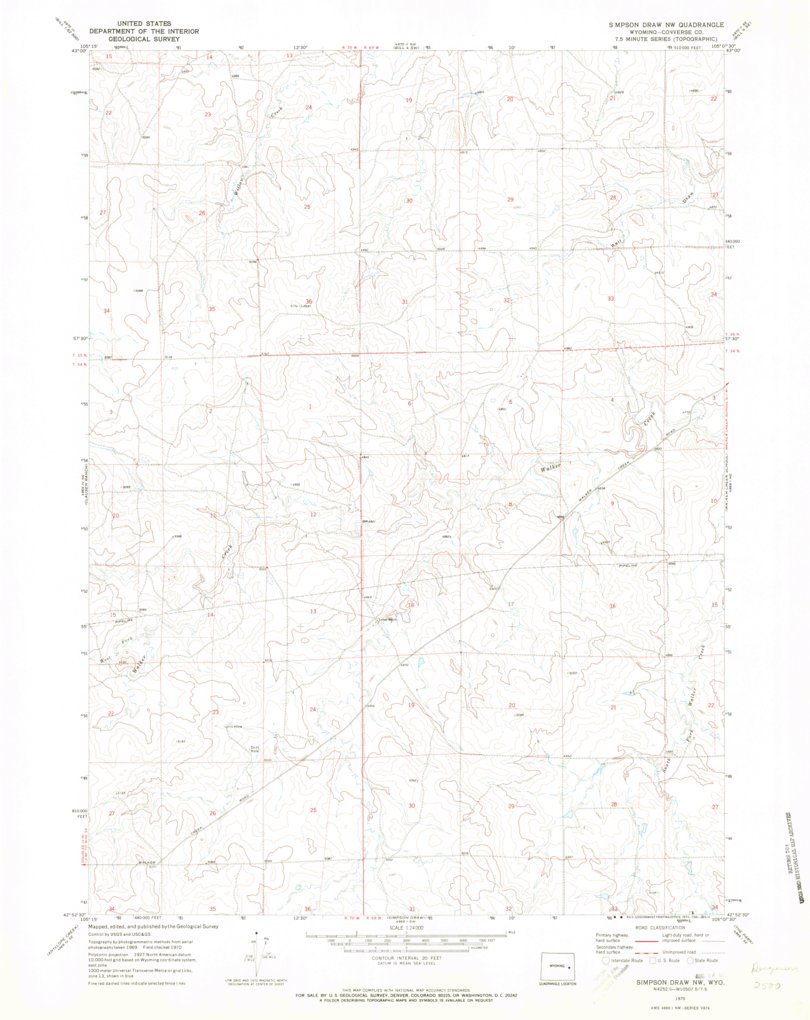Nw Map Scale Simpson Draw NW, WY (1970, 24000-Scale) Map by United States Geological ...