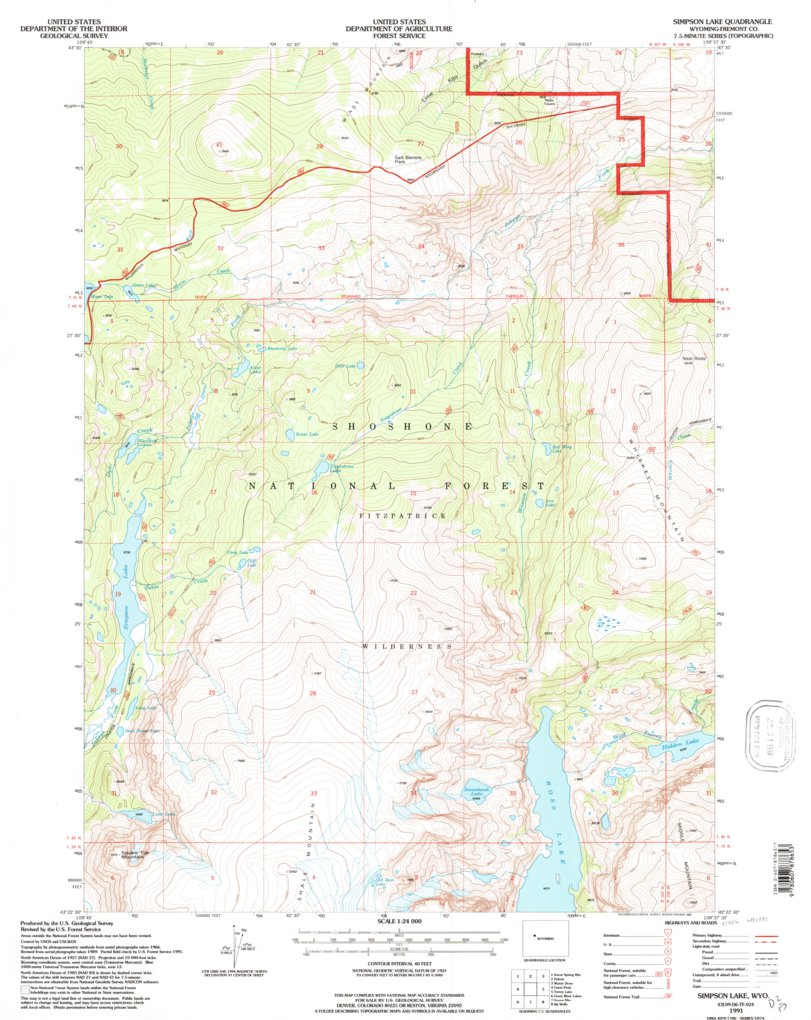 Simpson Lake WY 1991 24000 Scale - United States Geological Survey Simpson Lake Wy 1991 24000 Scale Digital Map 37057071186076 