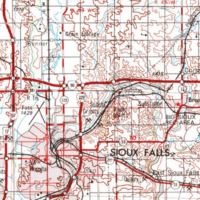 United States Geological Survey Sioux Falls, SD-IA-MN (1955, 250000-Scale) digital map