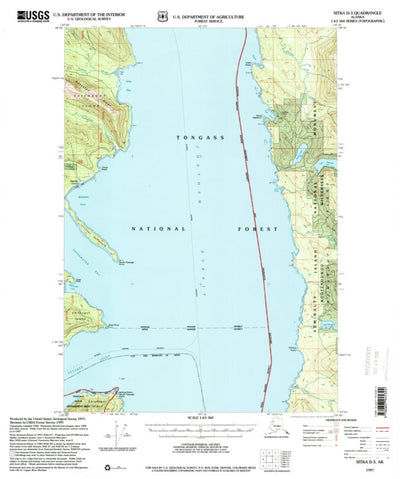 United States Geological Survey Sitka D-3, AK (1997, 63360-Scale) digital map