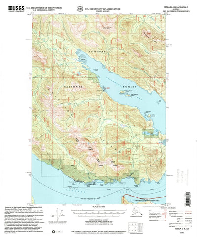 United States Geological Survey Sitka D-4, AK (1997, 63360-Scale) digital map