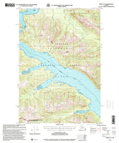 United States Geological Survey Sitka D-5, AK (1997, 63360-Scale) digital map