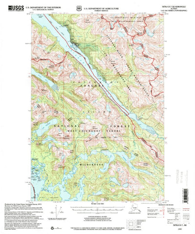 United States Geological Survey Sitka D-7, AK (1997, 63360-Scale) digital map