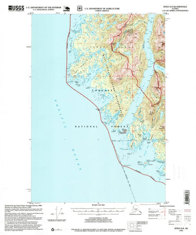 United States Geological Survey Sitka D-8, AK (1995, 63360-Scale) digital map