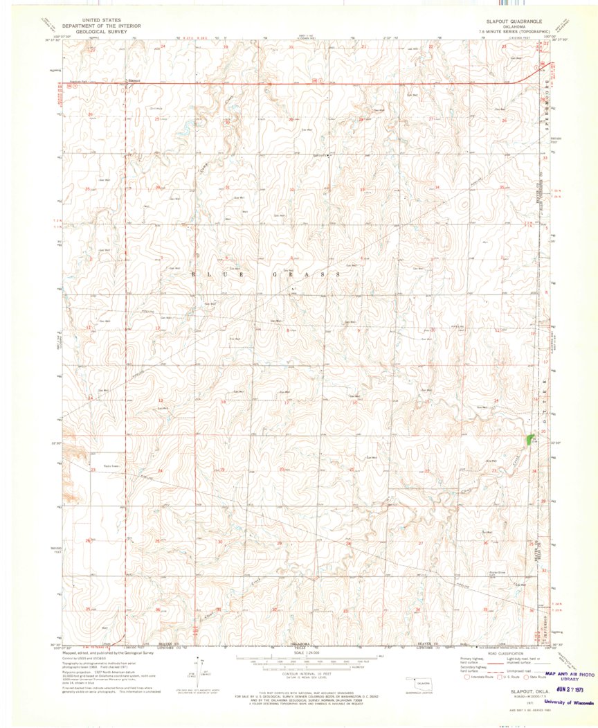 Slapout, OK (1971, 24000Scale) Map by United States Geological Survey