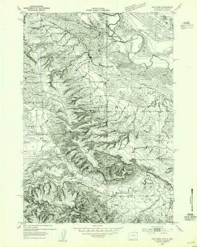 United States Geological Survey Slaughter Reservoir, SD-WY (1954, 24000-Scale) digital map