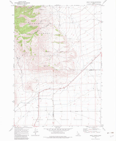 United States Geological Survey Snaky Canyon, ID (1969, 24000-Scale) digital map