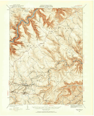 United States Geological Survey Snow Shoe, PA (1928, 62500-Scale) digital map