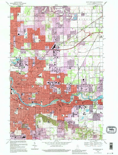 United States Geological Survey South Bend East, IN (1992, 24000-Scale) digital map