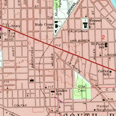 United States Geological Survey South Bend West, IN (1969, 24000-Scale) digital map
