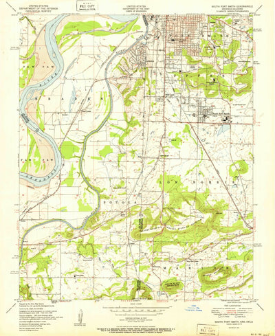 United States Geological Survey South Fort Smith, AR-OK (1951, 24000-Scale) digital map