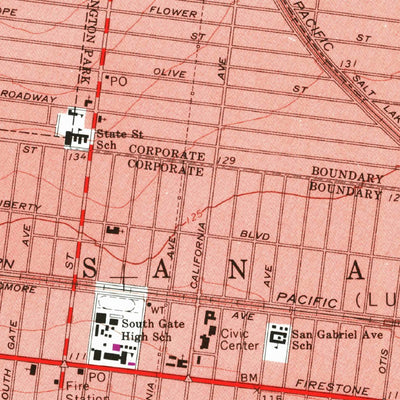 United States Geological Survey South Gate, CA (1964, 24000-Scale) digital map