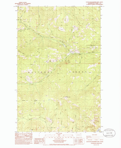 United States Geological Survey South Huckleberry Mountain, WA (1985, 24000-Scale) digital map