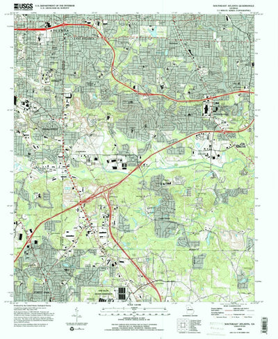 United States Geological Survey Southeast Atlanta, GA (1993, 24000-Scale) digital map