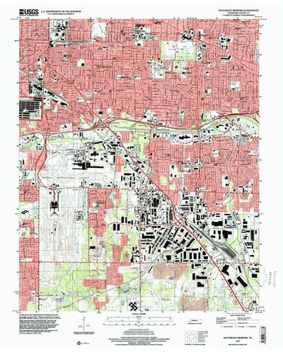 United States Geological Survey Southeast Memphis, TN (1997, 24000-Scale) digital map
