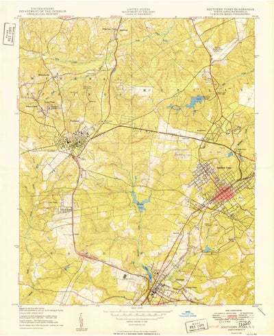 United States Geological Survey Southern Pines, NC (1950, 24000-Scale) digital map