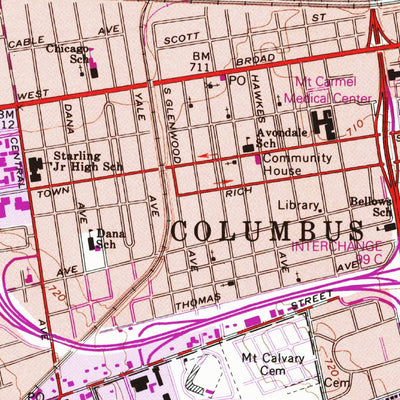 United States Geological Survey Southwest Columbus, OH (1965, 24000-Scale) digital map