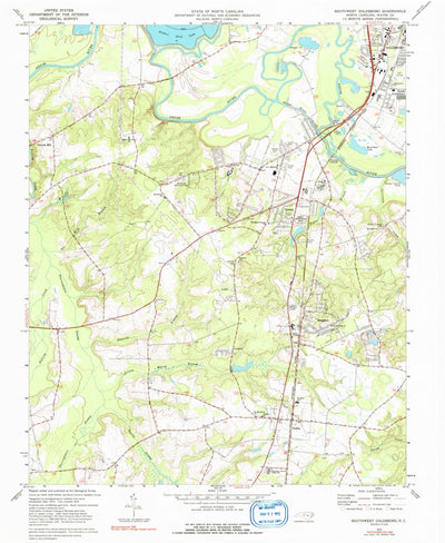 United States Geological Survey Southwest Goldsboro, NC (1974, 24000-Scale) digital map