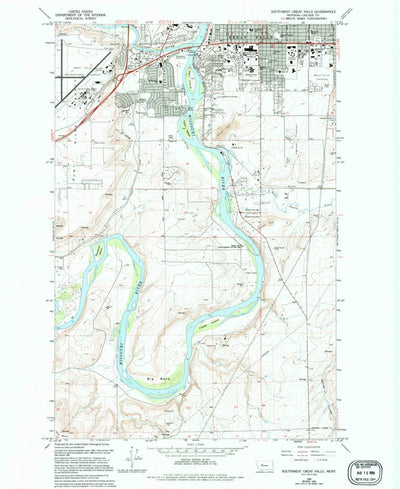 United States Geological Survey Southwest Great Falls, MT (1965, 24000-Scale) digital map