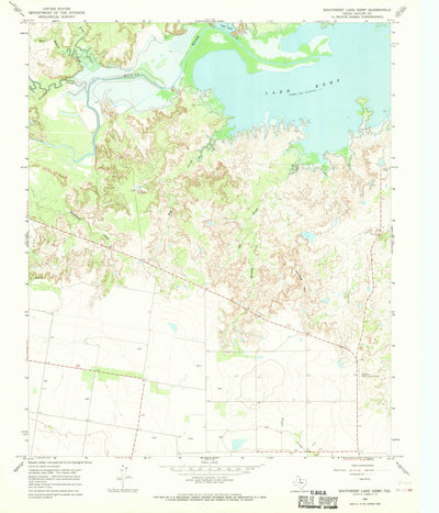 United States Geological Survey Southwest Lake Kemp, TX (1966, 24000-Scale) digital map