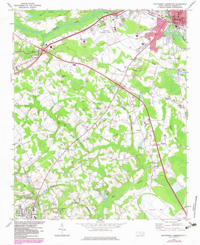 United States Geological Survey Southwest Lumberton, NC (1972, 24000-Scale) digital map