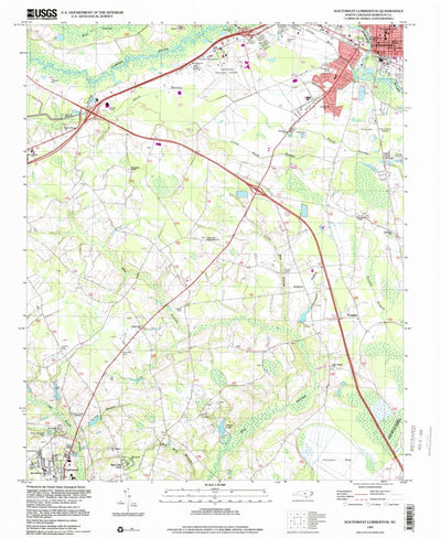 United States Geological Survey Southwest Lumberton, NC (1997, 24000-Scale) digital map