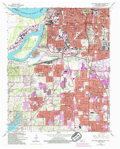 United States Geological Survey Southwest Memphis, TN-AR (1965, 24000-Scale) digital map