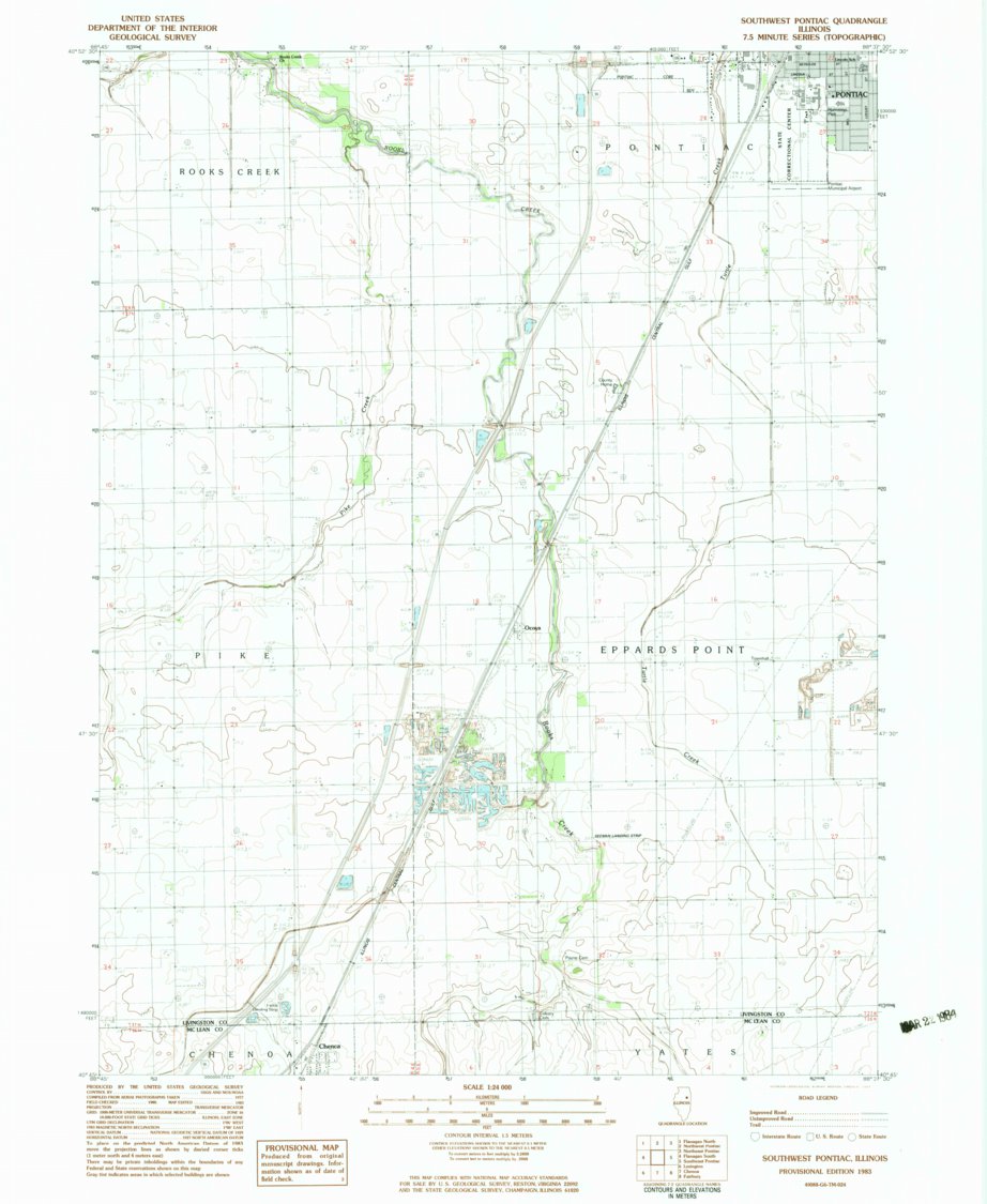 Southwest Pontiac, IL (1983, 24000-Scale) Map by United States ...