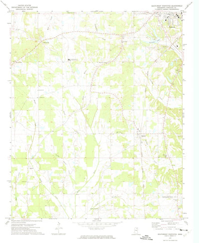 United States Geological Survey Southwest Pontotoc, MS (1972, 24000-Scale) digital map
