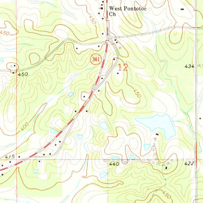 United States Geological Survey Southwest Pontotoc, MS (1972, 24000-Scale) digital map