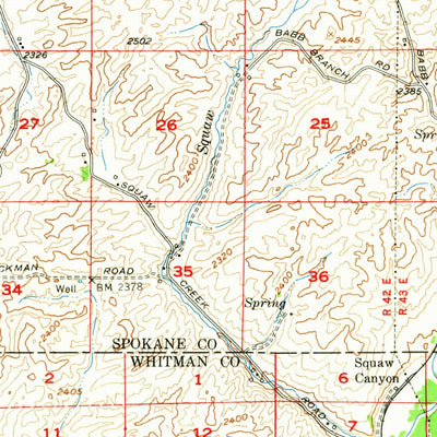 United States Geological Survey Spangle, WA (1954, 62500-Scale) digital map