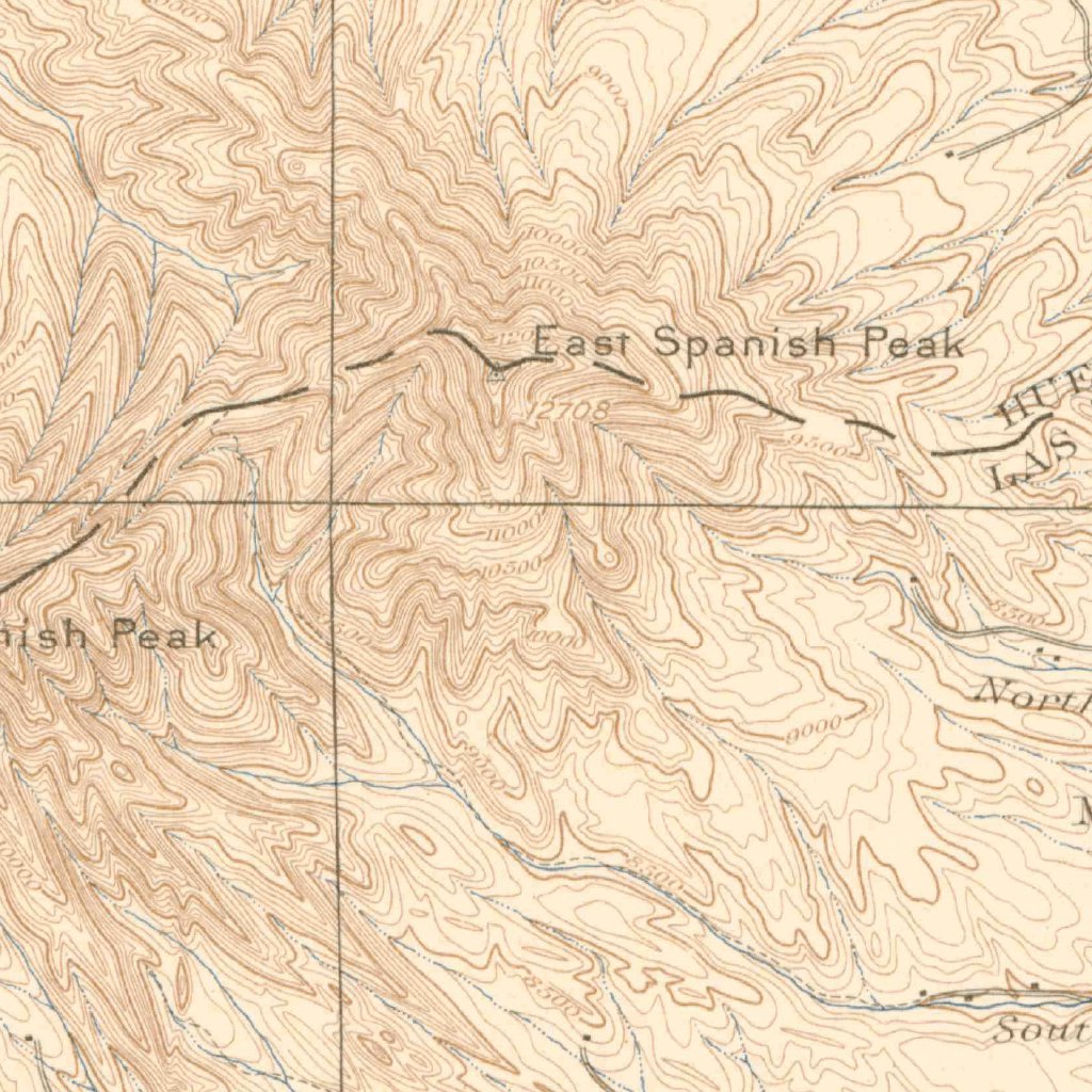 Spanish Peaks, CO (1897, 125000-Scale) Map by United States Geological ...