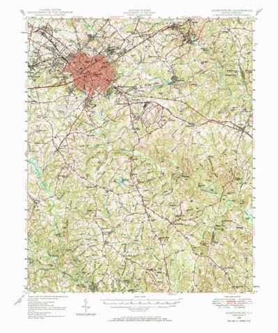 United States Geological Survey Spartanburg, SC (1947, 62500-Scale) digital map
