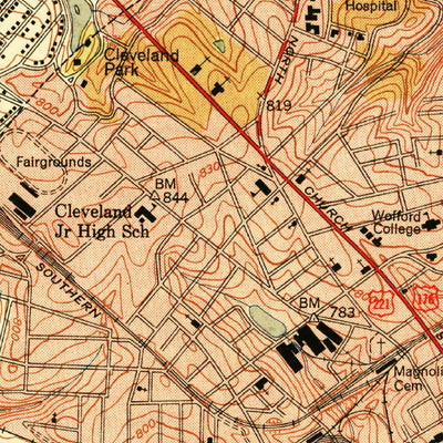 United States Geological Survey Spartanburg, SC (1949, 24000-Scale) digital map