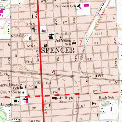 United States Geological Survey Spencer, IA (1966, 24000-Scale) digital map