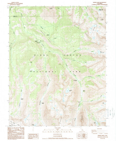 United States Geological Survey Sphinx Lakes, CA (1988, 24000-Scale) digital map