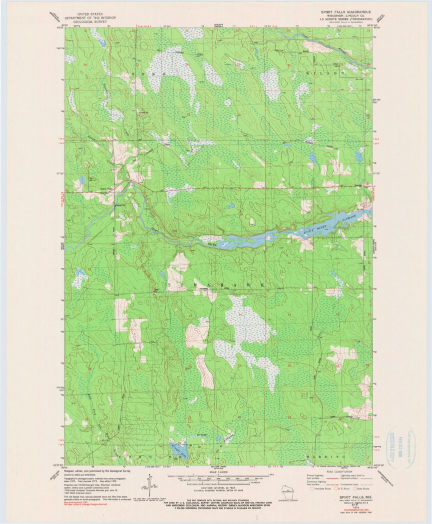 Spirit Falls, WI (1978, 24000-Scale) Map by United States Geological ...